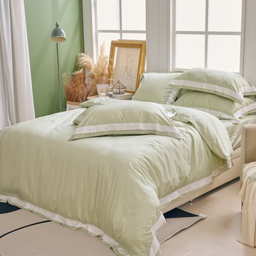 戀家小舖【優雅系列-翠露】雙人床包 80支天絲棉 三件組含兩件枕套 台灣製