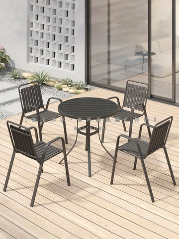 含運 戶外桌椅庭院防腐塑木餐桌室外休閑花園露天陽臺咖啡廳外桌椅組合