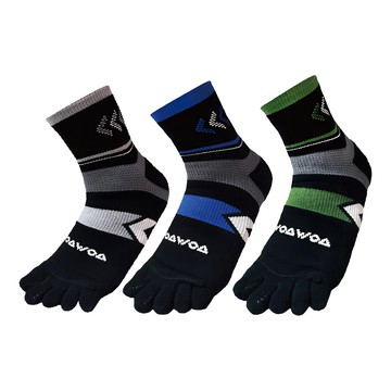 woawoa 能量激發五趾襪-中筒 XL 運動襪 加厚襪底  1入  Black