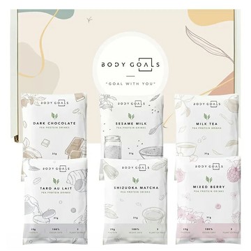 [COSCO代購5] D142922 Body Goals 全素多效豌豆蛋白飲組合31公克 X 60入 (醇黑可可 / 芝麻歐蕾 / 馥郁奶茶 / 靜岡抹茶 / 濃芋歐蕾 / 繽紛野莓