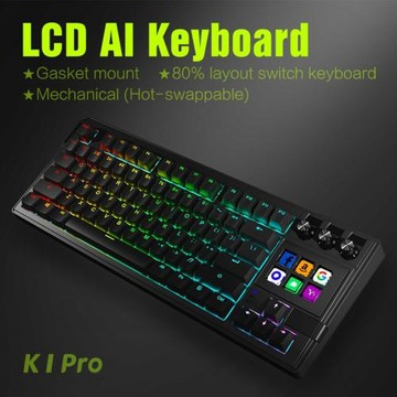 K1Pro機械鍵盤RGB背光78鍵機械軸客制化游戲鍵盤LCD Al Keyboard