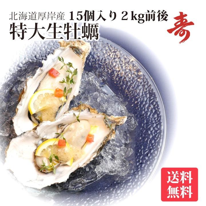 カキ 殻付 生牡蠣 北海道 厚岸 マルえもん 美味しい 特大 3L (1個約150g) 15個セット 生食可 未冷凍 ギフト 海鮮 送料無料