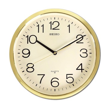 SEIKO 精工 / 31cm 標準型 辦公室 數字刻度 跳秒掛鐘- 米白x金框 ＃QXA014A/SK048