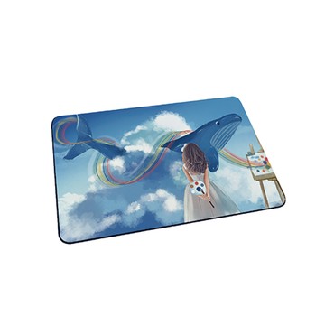 台灣製造 藍色系列 軟式珪藻土地墊 吸水地墊-鯨魚女孩60*40*0.5cm_廠商直送