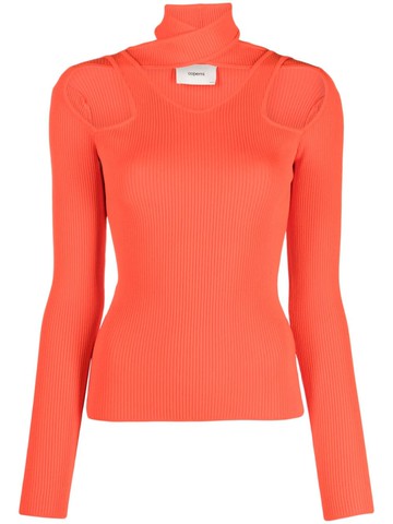 Coperni - cut-out ribbed-knit top - women - Viscose/Elastane - S - Red
