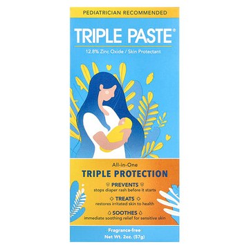 Triple Paste, 防疹護臀霜，氧化鋅，無香，2 盎司（57 克）