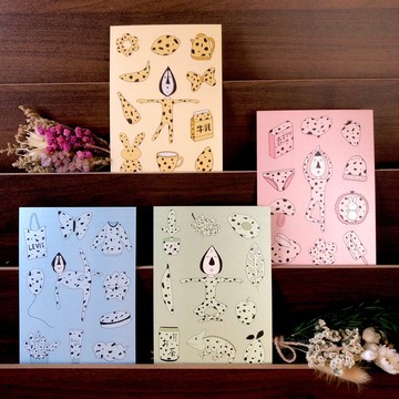 斑點瑜伽人 - 高質感厚磅數插畫明信片 手帳裝飾 卡片