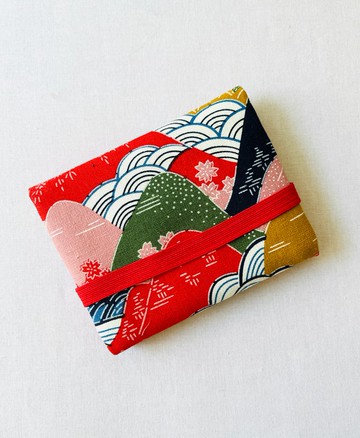 和風圖案 口袋錢包 短夾 六個卡格 一個拉鍊口袋
