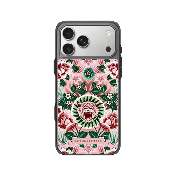 iPhone 17 Pro Max Clear (相機按鈕) 酷墨灰 - Catalina Estrada - Pink Tiger and Flowers