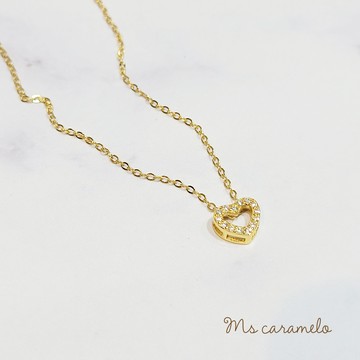 【焦糖小姐 Ms caramelo】 925純銀鍍K黃 細緻愛心項鍊