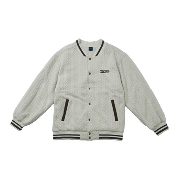 NCAA 外套 淺卡其棕 麻花編織 刺繡 落肩 棒球外套 中性 7455140131