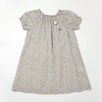 PIPPY 滿版印花純棉圓領公主袖連身裙洋裝 粉紫 夏5折