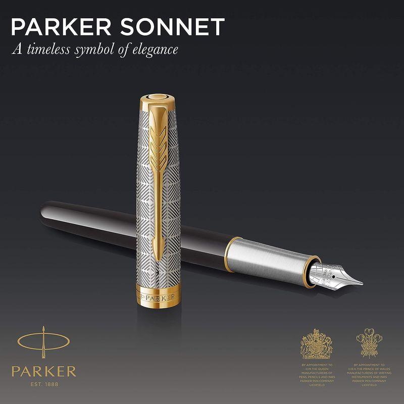 PARKER パーカー公式 ソネット プレミアム 万年筆 M 中字 高級 ブランド ギフト ペン先 18金 メタルブラックGT 21197