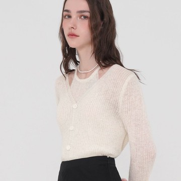 Korea sisterhood, 細肩帶內搭開襟外套 - 象牙白