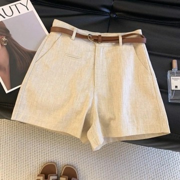 亞麻短褲女韓版新款外穿闊腿四分褲夏季時尚休閒短褲亞麻褲女 6W