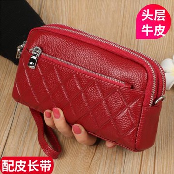 女士2025新款真皮手拿包大容量三層拉鏈零錢包可放手機單肩斜挎包