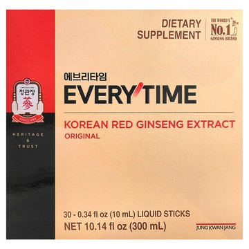 JungKwanJang, 高麗紅參提取物，每次，原味，30 條，每條 0.34 液量盎司（10 毫升）