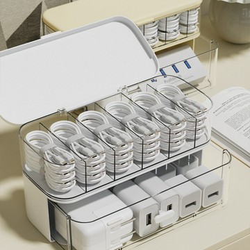 數據線收納盒電源充電線手機充電器整理神器繞線器桌面理線集線盒 小紅書同款