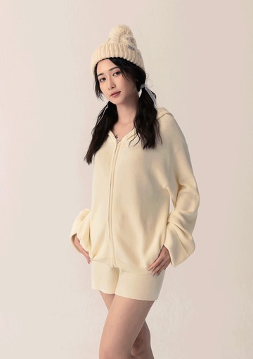 HUE 輕柔連帽針織外套