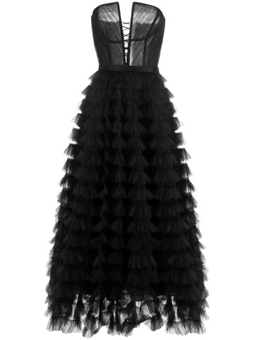 Ana Radu - strapless ruffled maxi dress - women - Polyester - L - Black