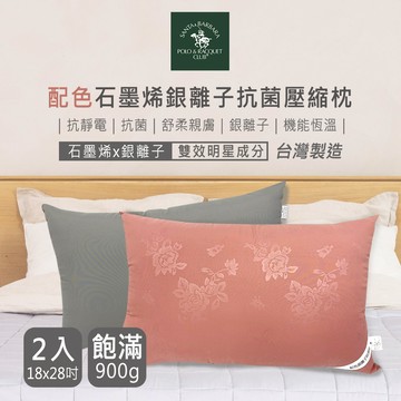 SANTA BARBARA POLO 配色石墨烯銀離子抗菌壓縮枕2入