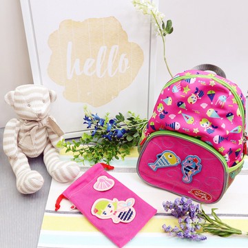 【Are We There Yet?】創意任意貼兒童防走失背包(美人魚)2-5y