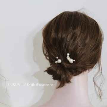 GUKUALI小姐原創珍珠氣質流蘇發梳 古風百搭劉海發飾漢服復古插梳
