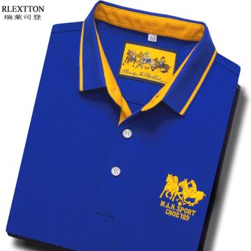 清倉特價夏天休閑短袖T恤男裝翻領POLO衫高檔刺繡有領帶領T上衣服