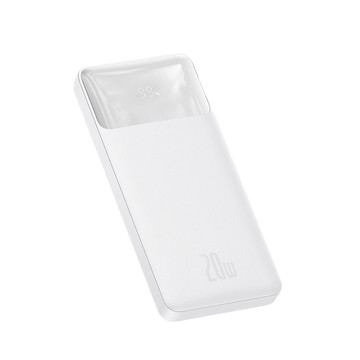 倍電10000mAh 20W 數顯快充行動電源 白(含線)