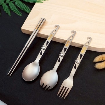 【純鈦旋轉叉匙】迷你餐具 叉匙 環保餐具 鈦餐具 摺疊餐具 露營 登山