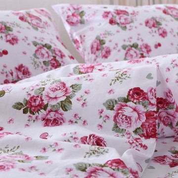 純棉床單單件大花白底全棉布100全棉雙人1.51.82.0米床被單紫羅蘭