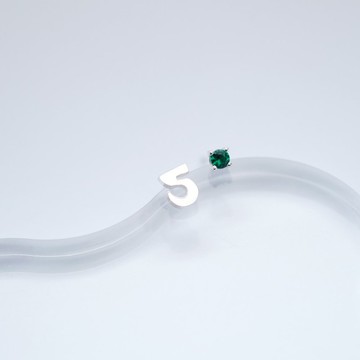 Number & 五月誕生石祖母綠耳針925銀