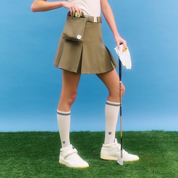 元動力 可拆式活動腰帶箱褶短褲裙(卡其；S-L)
