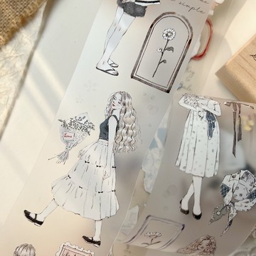 輕復古女孩人物 和紙膠帶 PET