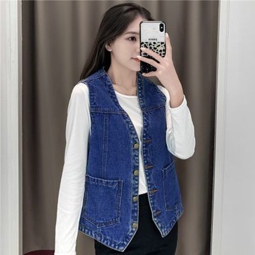 [韓國K.W.]現貨牛仔人氣搭配丹寧百搭背心(新品/小香風/丹寧/背心/雜誌款)