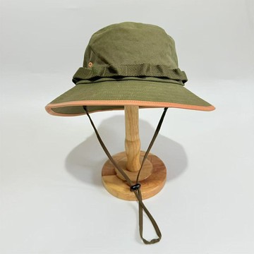 寬檐褶邊裝飾棉帆布漁夫帽（可調節掛繩）412617