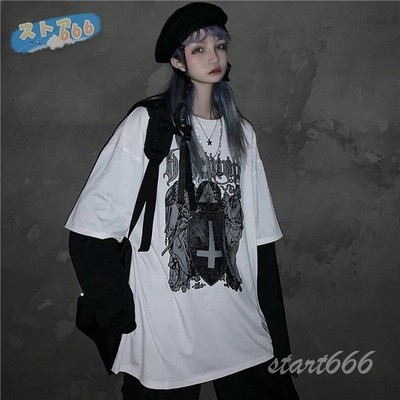 Tシャツ レディース 重ね着風 長袖 春夏秋 ゆるい トップス 韓国ファッション 原宿系 Bf風 ヒップホップ ダンス ストリート風 カジュアル スポーツ 通販 Lineポイント最大get Lineショッピング