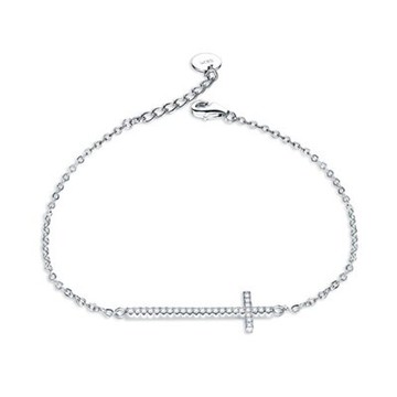 925純銀手鍊 鑲鑽手環-歐美時尚百搭十字架情人節生日禮物女飾品73gr3【獨家進口】【米蘭精品】