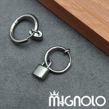 MIGNOLO｜小鎖頭耳環/耳夾 鈦鋼 百搭 耳圈  嘻哈 316L醫療鋼