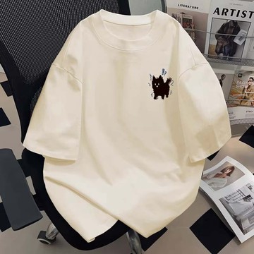 【董小姐】100%純棉 短袖衣服 韓國上衣 夏季上衣 ins 風衣服 學生穿搭 潮牌 t恤 重磅素t 圓領上衣 寬鬆上衣