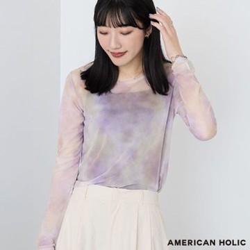 〚AMERICAN HOLIC〛精緻透明印花合身長袖上衣