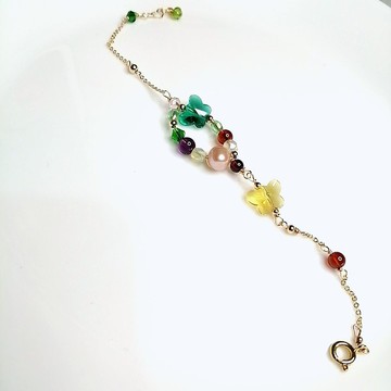 金銀財寶Jinyincaibao 精緻飛翔-珍珠紫水晶石榴手鍊