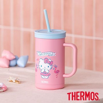 THERMOS膳魔師HelloKitty可進洗碗機不鏽鋼真空吸管杯720ml(TKHA-720KT-SS)