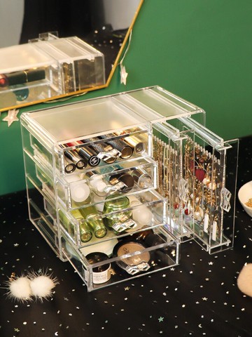 耳環首飾收納盒耳釘耳夾項鏈飾品盒子防塵透明桌面防塵收納盒