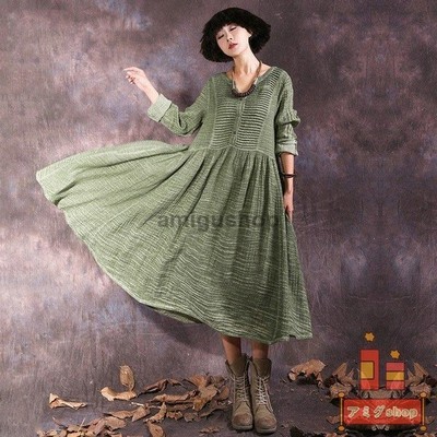 レディース 春秋 ワンピース 長袖 ロング丈 綿麻混 レイヤード コットンリネン マキシワンピース きれいめ ゆったり カジュアル 着痩せ 通販 Lineポイント最大get Lineショッピング