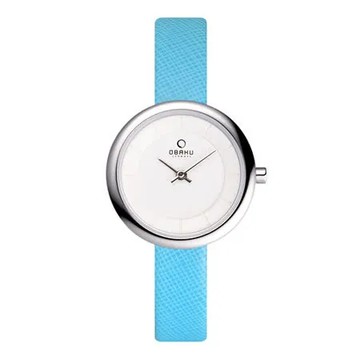 OBAKU 雅悅媛式時尚腕錶-銀框x藍帶