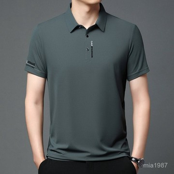 【高端商務】冰絲POLO衫男士2025新款短袖翻領｜寬鬆抗皺涼感｜商務休閒大尺碼T恤上衣
