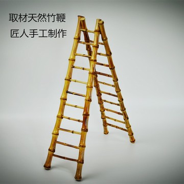 竹根創意家居擺件茶杯瀝水架竹鞭梯子寓意步步高升拍照攝影道具