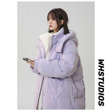 韓國棉服女 2025冬季新款撞色寬鬆加厚棉襖 連帽小個子外套  羽絨外套 素色外套  鋪棉外套 冬季外套女 麵包服