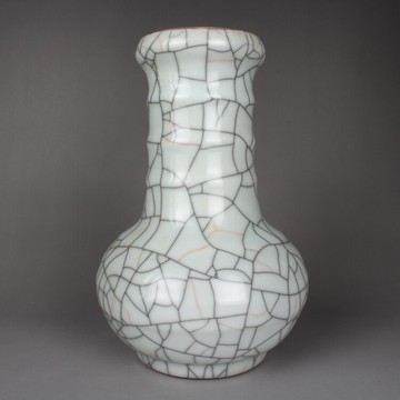 宋哥窯 竹節瓶 花瓶 裂紋釉 金絲鐵線 古董古玩陶瓷器仿古瓷收藏